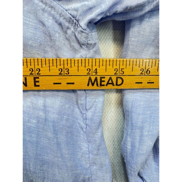 Rachel Zoe Womens 100% Linen Button-Down Shirt Size 1X Light Blue Coastal Beach - Picture 6 of 12